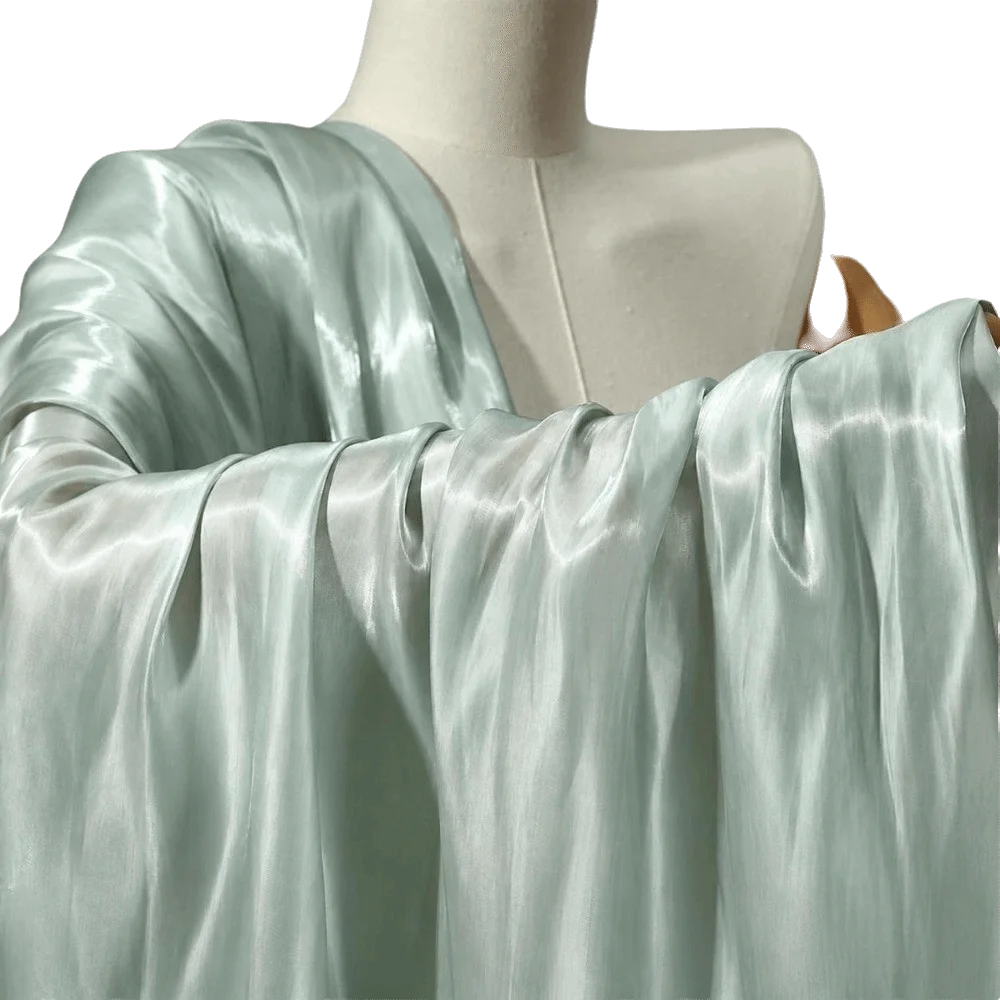 Reflective Liquid Satin Fabric – Metallic Water Gloss Texture