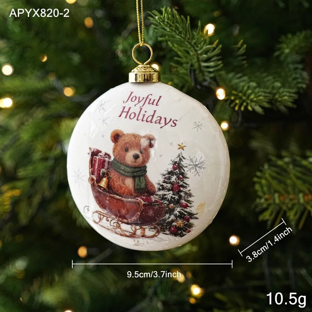 Vintage Flat Round Foam Christmas Ornaments – Paper Print Baubles