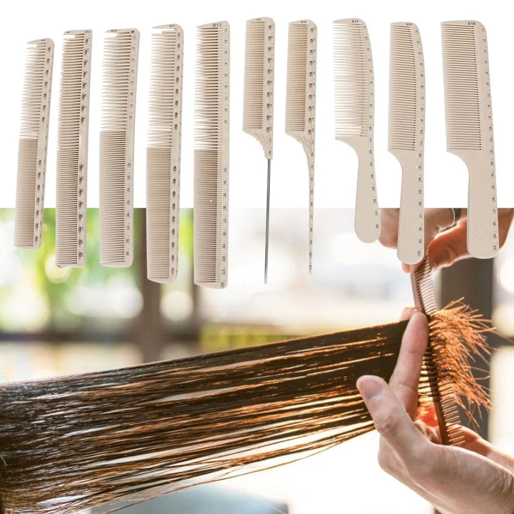 10-Pc Carbon Fiber Hair Cutting Comb Set – Antistatic