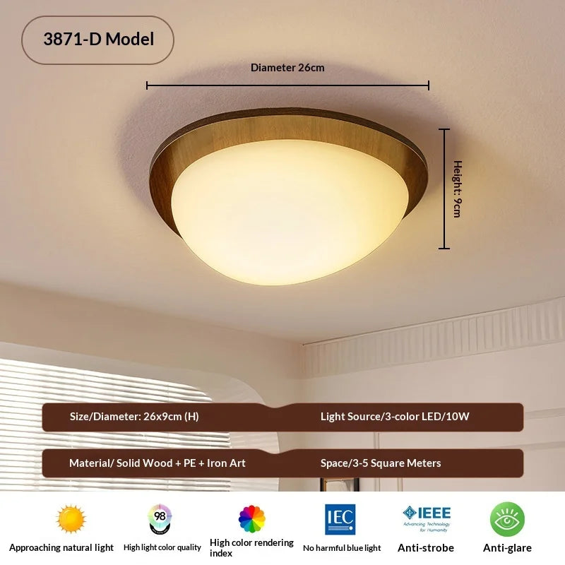 Walnut Wood Full Spectrum Dimmable LED Ceiling Light | E27