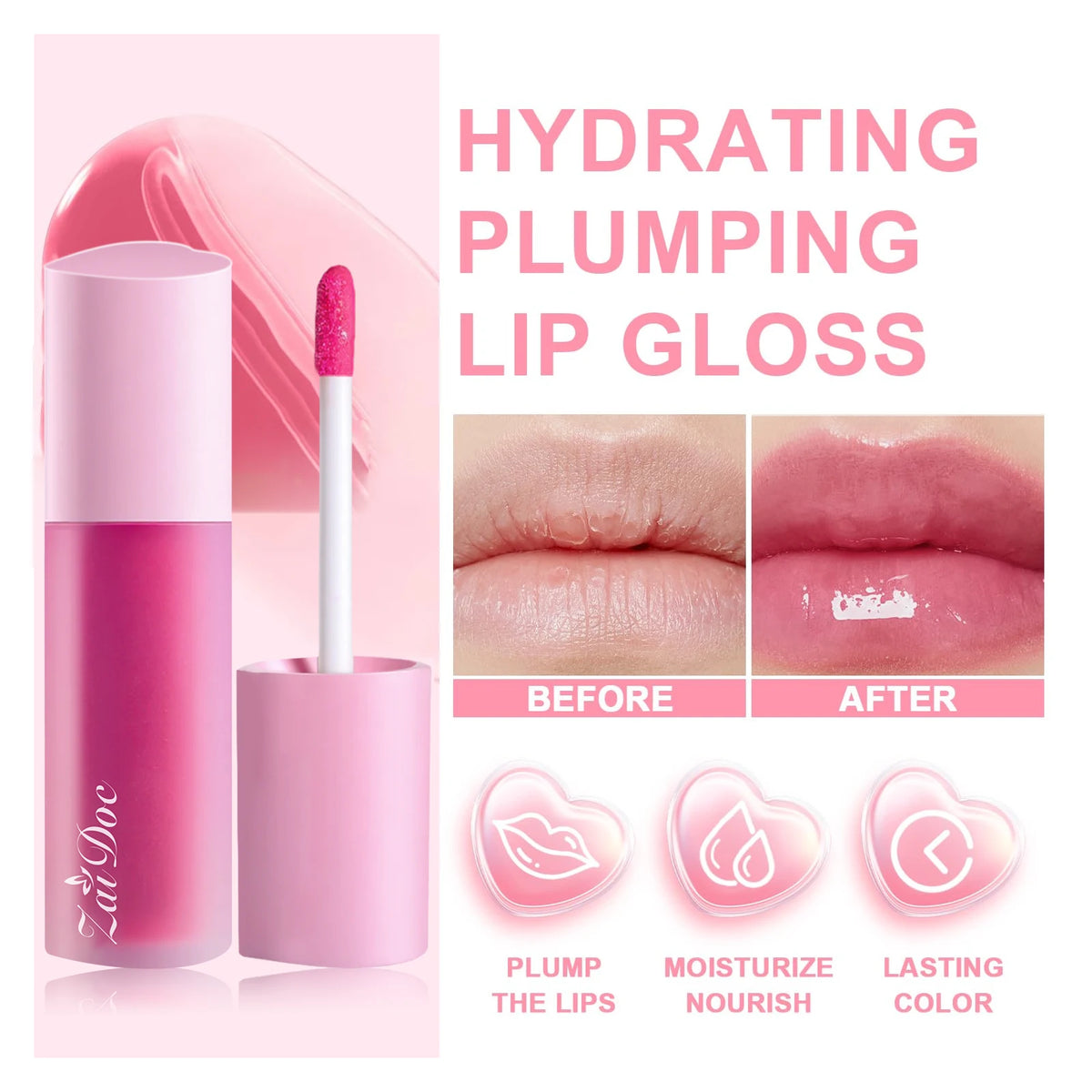 ZaiDoc Heart Lip Gloss Set – 8 Colors, Moisturizing & Shine