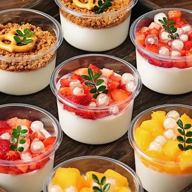 50-Pack 150ml Disposable Dessert Cups with Lids | Clear PET