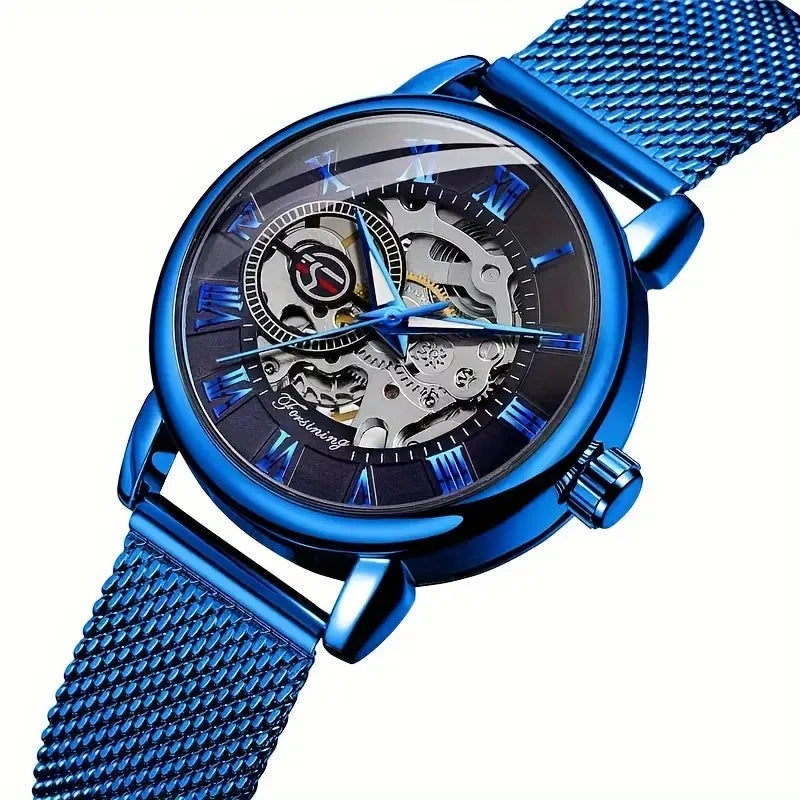 Women's Rose Gold Mechanical Watch – Mesh Band & Roman Dial