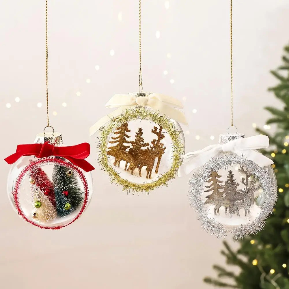 Shatterproof Clear Christmas Ball Ornament 3D Winter Scene 10cm