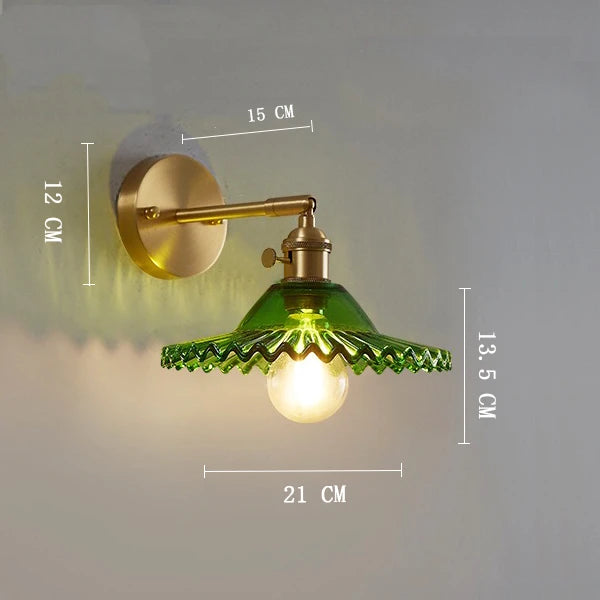 Vintage Glass Wall Lamp E27 LED Sconce – Bedroom & Bathroom