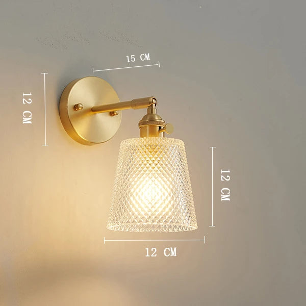 Vintage Glass Wall Lamp E27 LED Sconce – Bedroom & Bathroom