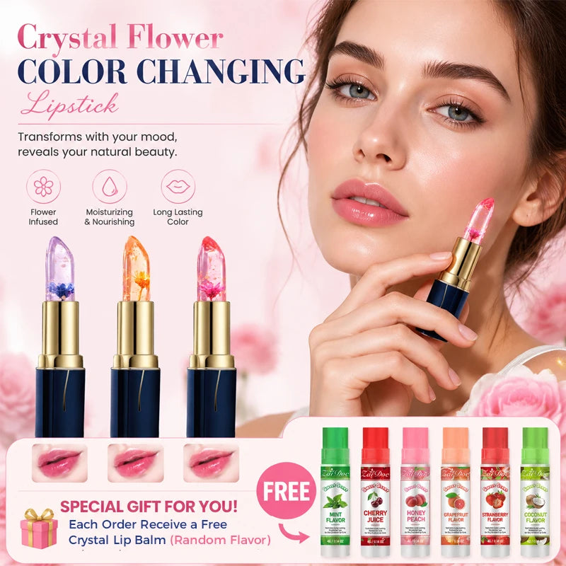 ZaiDoc 3-Pack PH Color Changing Jelly Crystal Lipstick Set