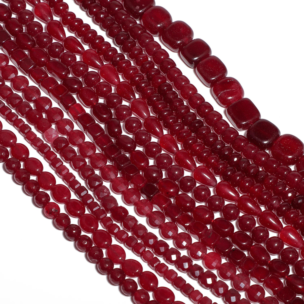 Red Chalcedony Stone Beads – Droplet, Square & Round DIY Jewelry