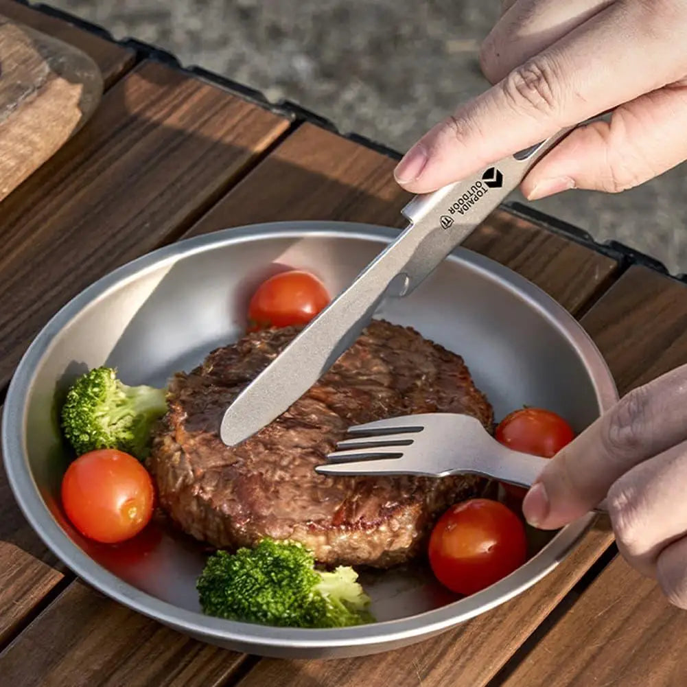 Titanium Camping Cutlery Set – Ultralight Fork Spoon Knife & Opener