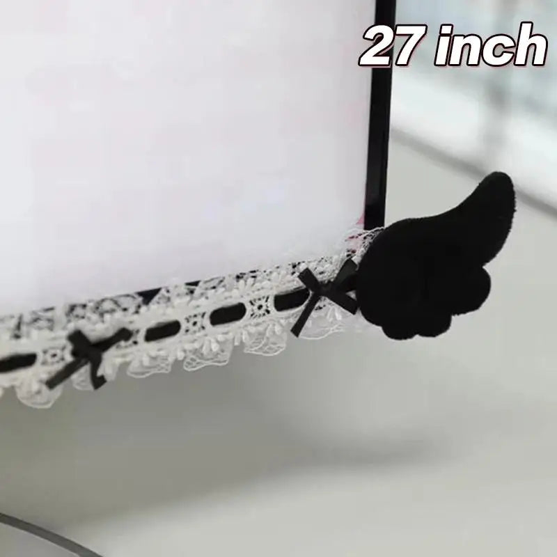 Monitor Decor Strip Sticker – Black Bow Lace Wings Design