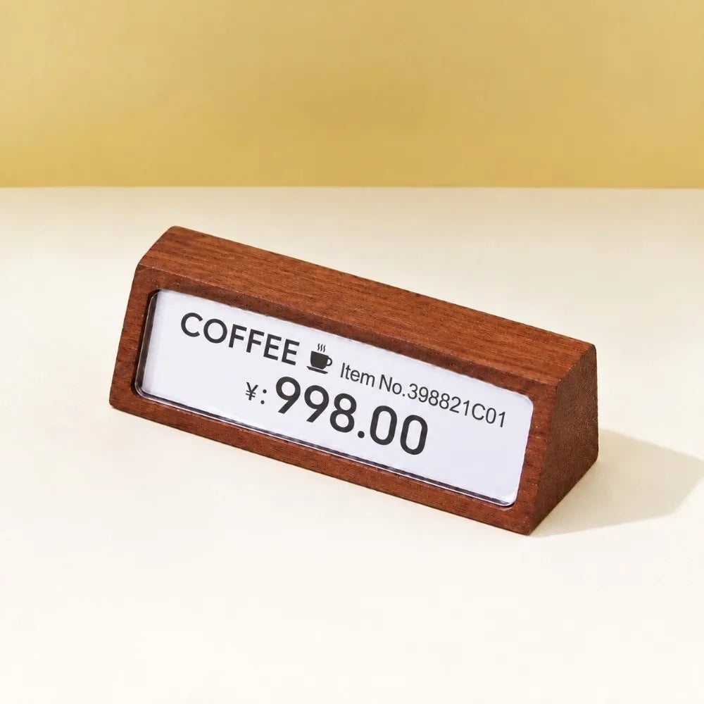 Wooden Price Tag Holder – Beech & Walnut Desk Label Stand