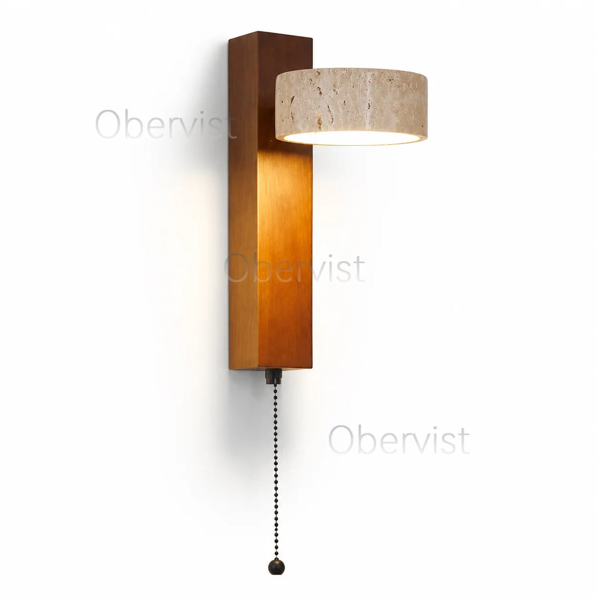 Wabi Sabi Travertine Wood Wall Sconce – Rotatable LED Light