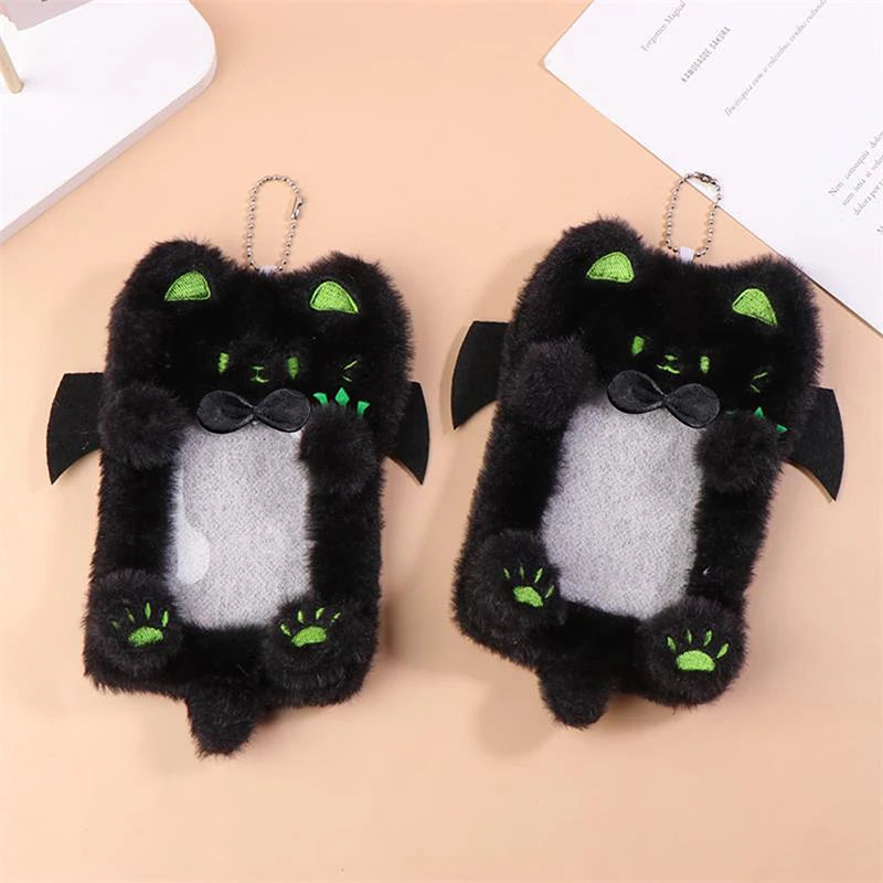 Cute Black Cat Plush Photocard Holder & Keyring Pendant