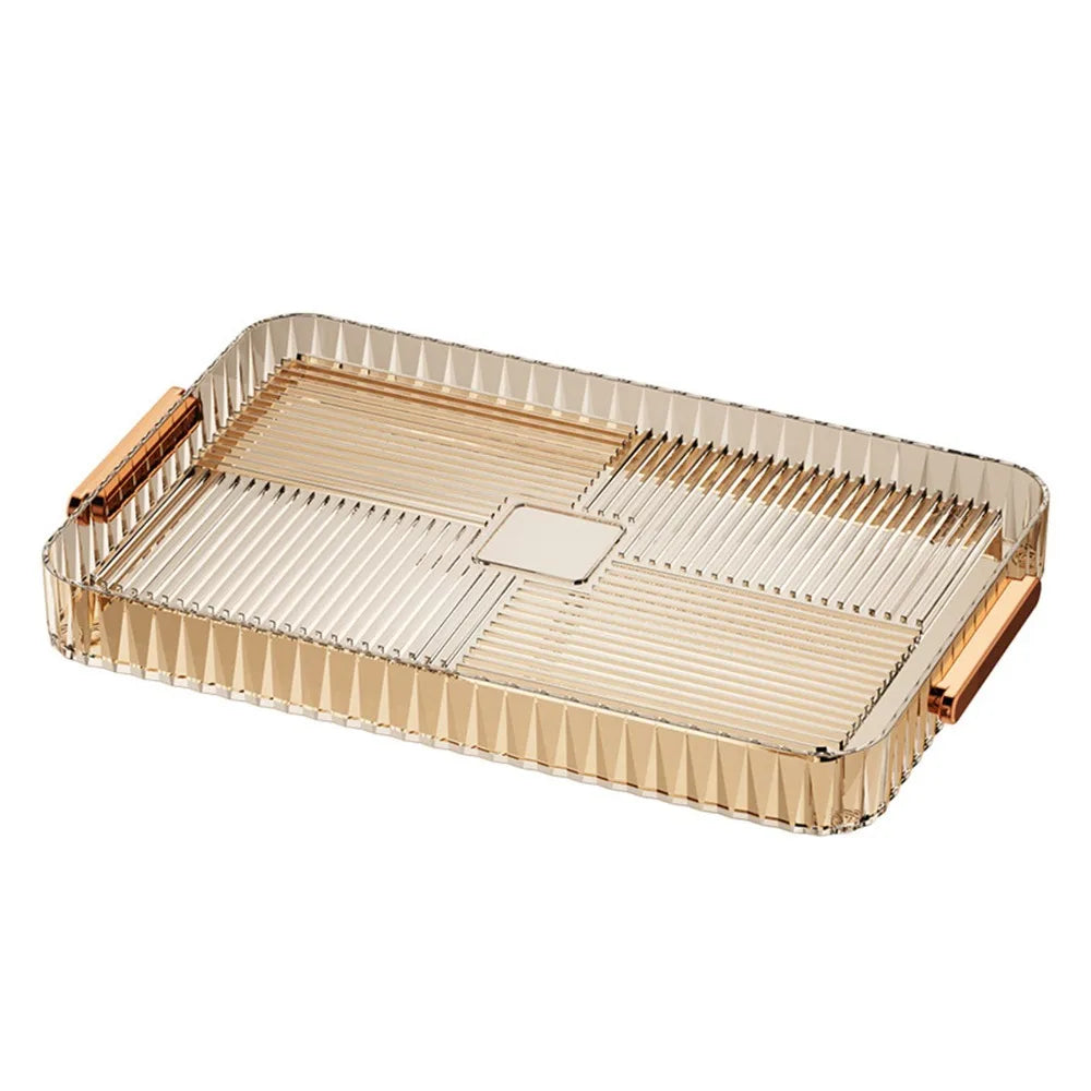 Transparent Plastic Tea Drain Tray with Handle | Large Capacity