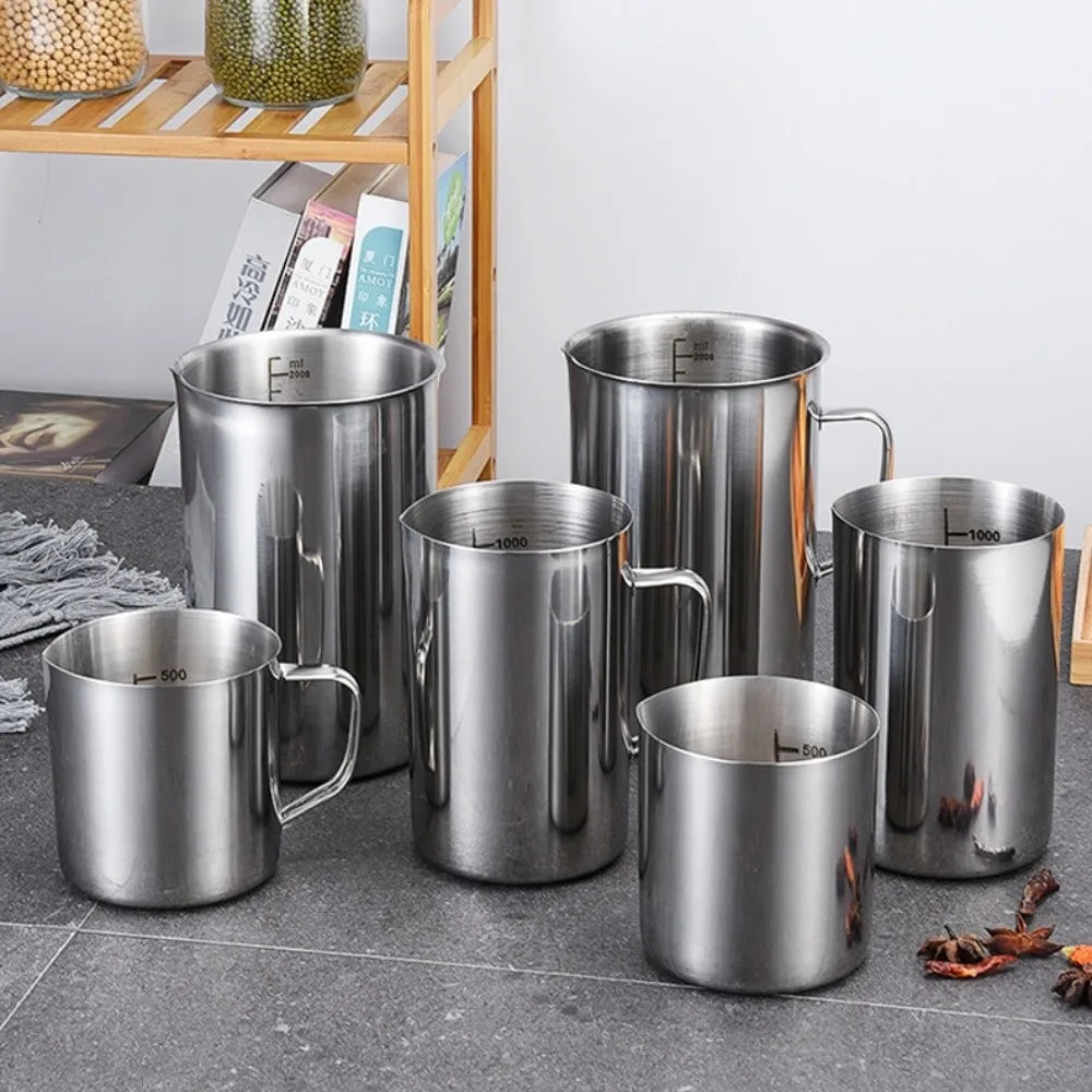 Stainless Steel Measuring Cup 500ml–2000ml | Milk Frothing Pitcher