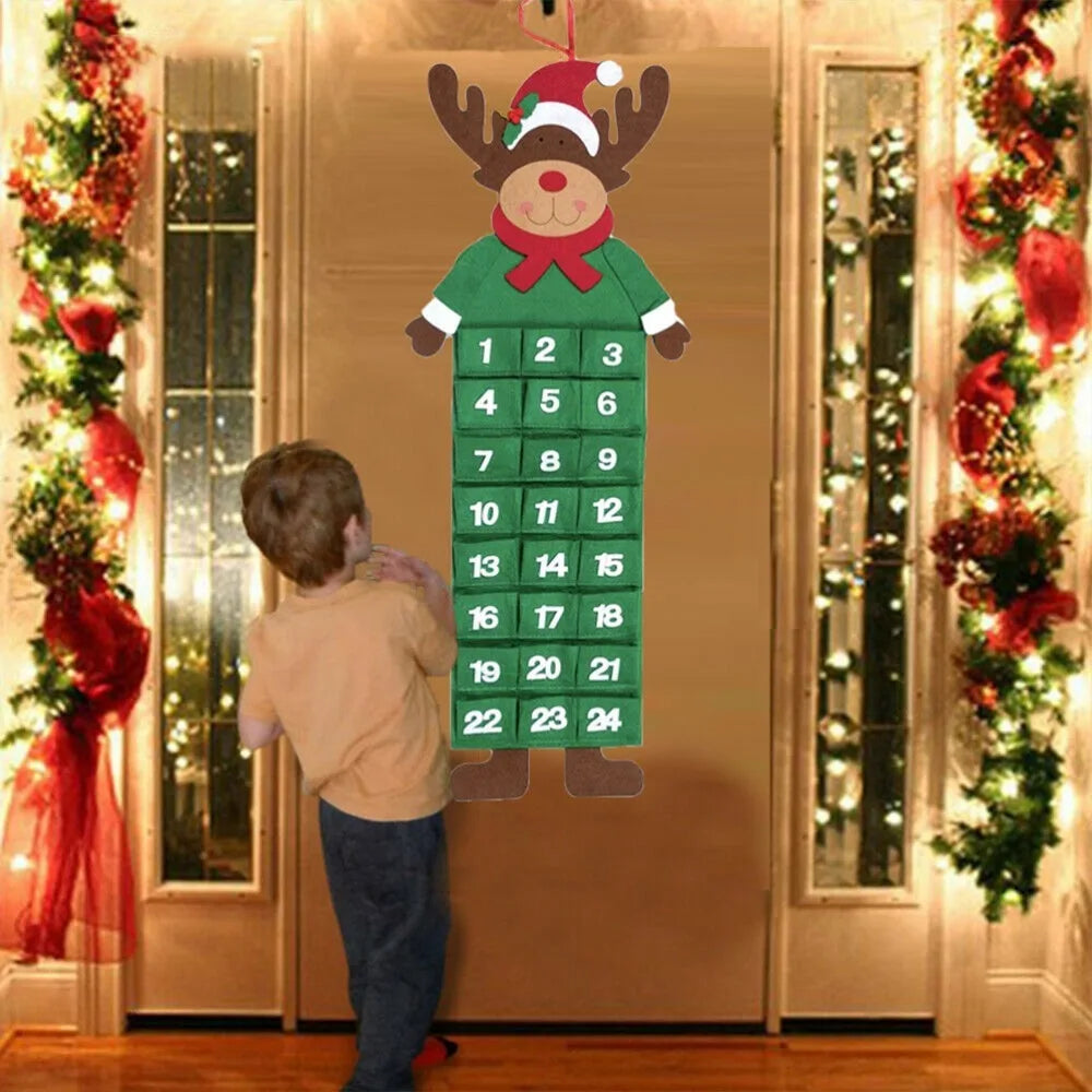 Felt Christmas Advent Calendar – 24-Pocket Hanging Tree for Kids