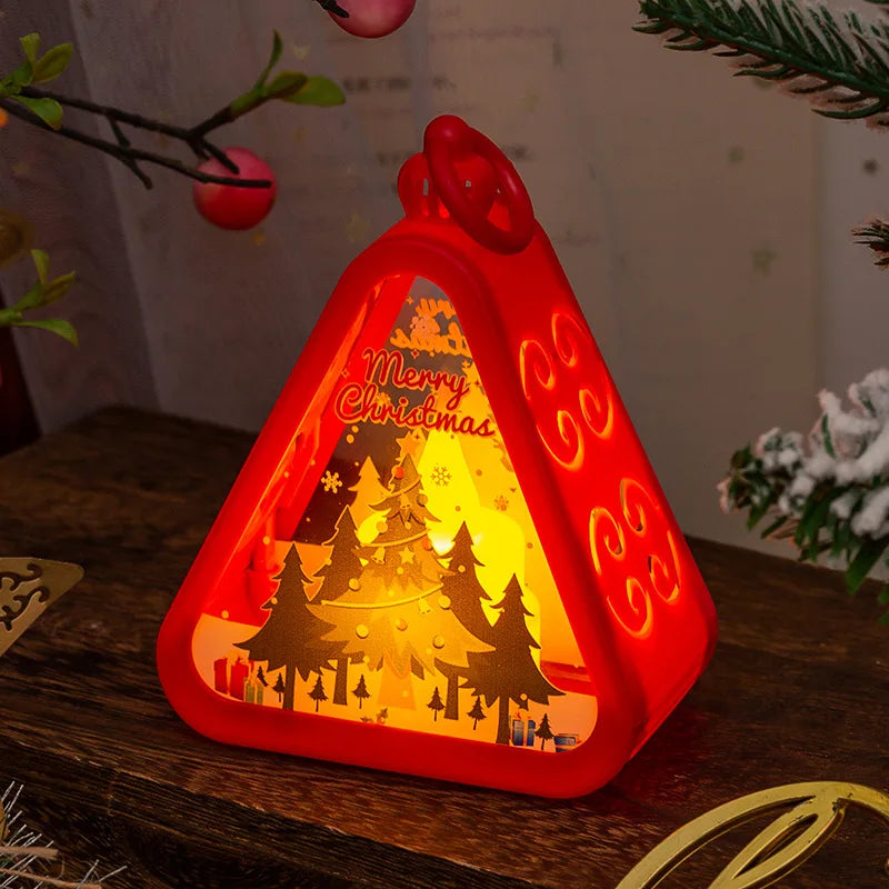 Rustic Vintage Christmas Night Light Lantern | Holiday Tabletop Decor