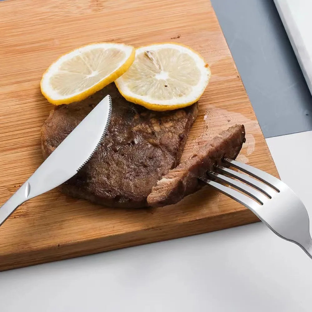 Wood Grain Stainless Steel Cutlery – Spoon Fork Knife Set