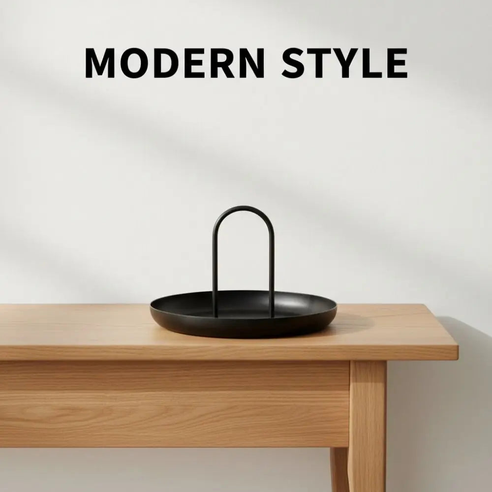 Aluminum Alloy Round Serving Tray with Handle | Modern Metal Tray
