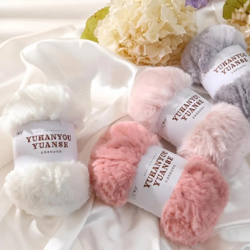 100g Faux Mink Fur Yarn – Soft Long Pile Knitting & Crochet