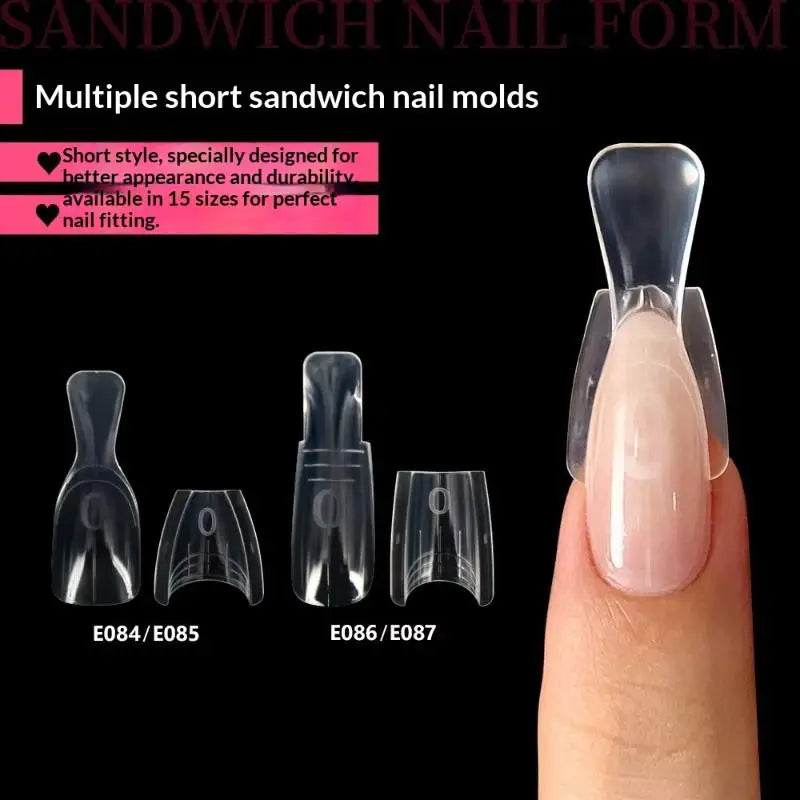 Sandwich Dual Nail Forms – 15 Oval Sizes | 60–300 Pcs Extension Molds