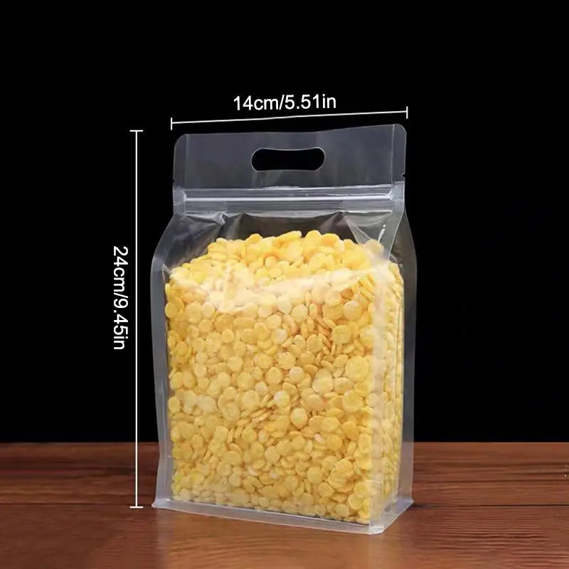 Stand Up Food Storage Bags with Handle – 50pcs Resealable