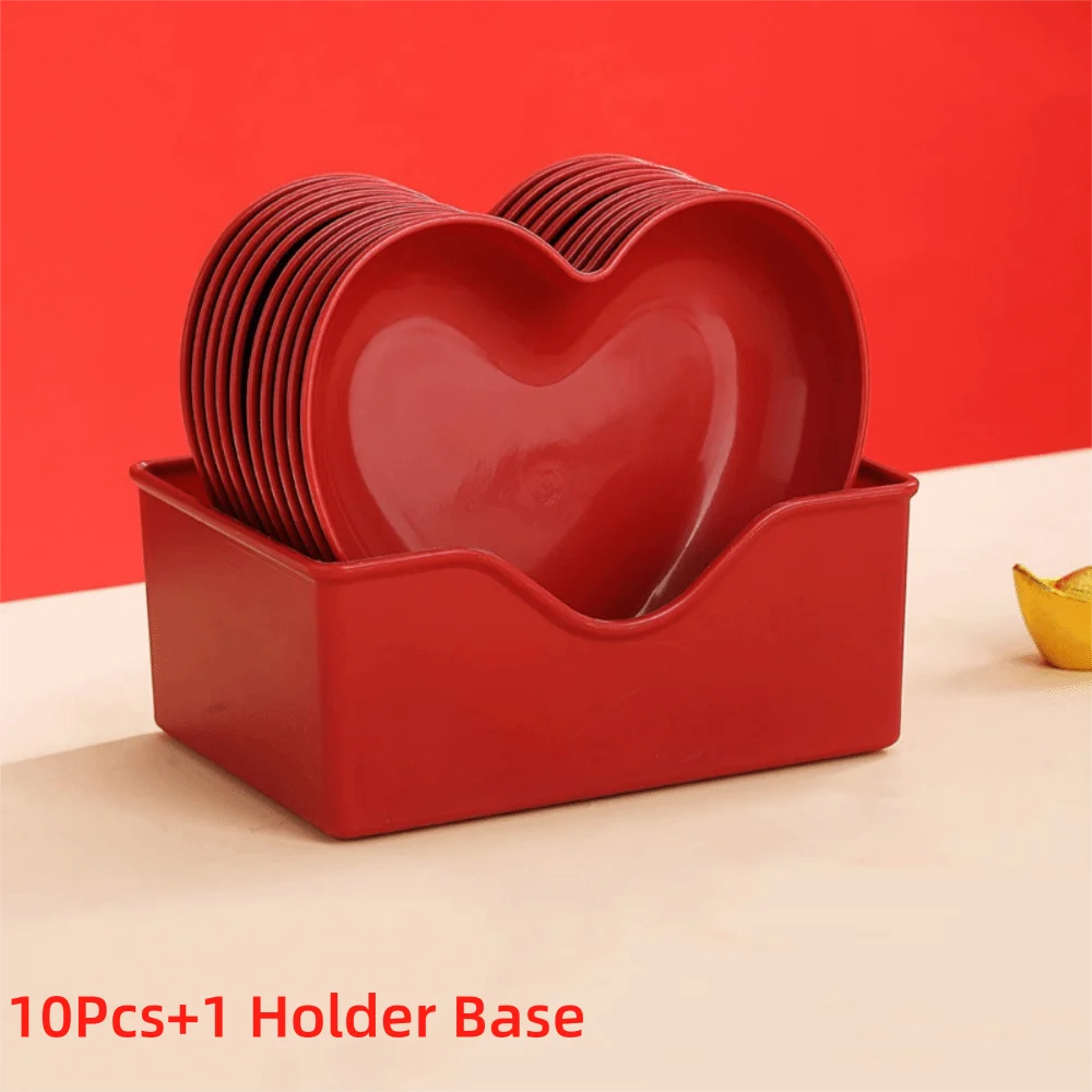 Heart-Shaped Snack & Candy Serving Plate Set with Holder Base