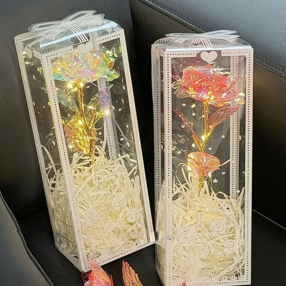 LED Sparkling Artificial Rose Gift Box – Simulated Flower