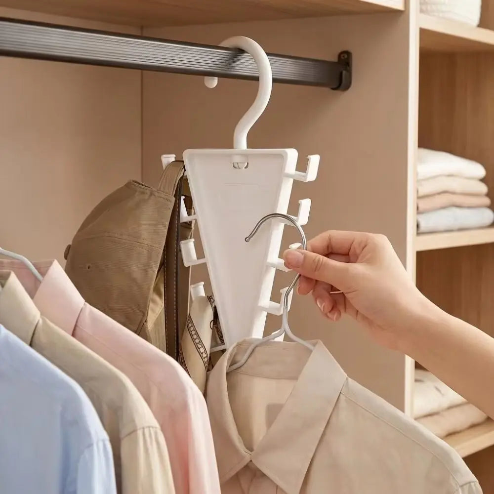 Wall Mounted V-Shape Hat Rack – 12 Rotatable Double-Sided Hooks