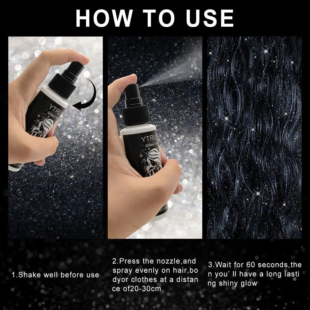 YTRUNS 100ml Glitter Spray – Body, Hair & Clothes Shimmer Mist