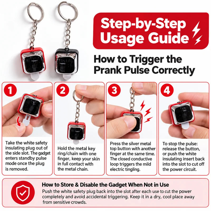Electric Shock Prank Keychain – Novelty Trick Button Toy
