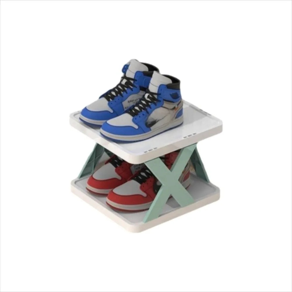 Folding X-Shape Shoe Rack – Detachable Plastic Shoe Organizer