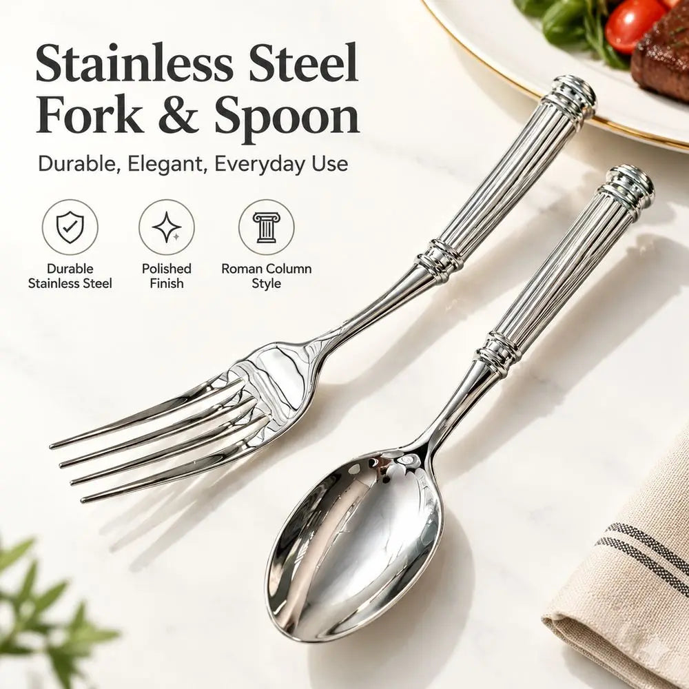 Stainless Steel Flatware Set | Roman Column Mirror Polished