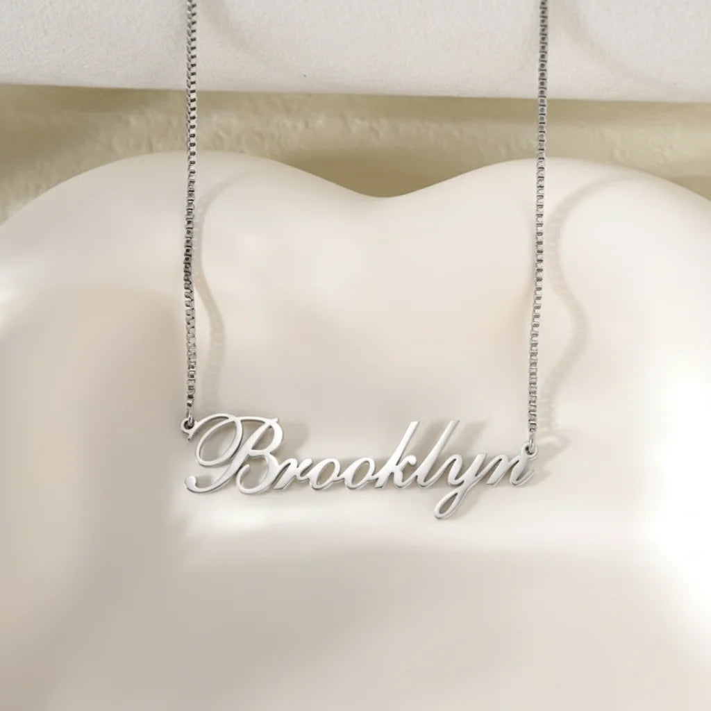 Custom Name Pendant Necklace – 18K Gold Plated Stainless Steel