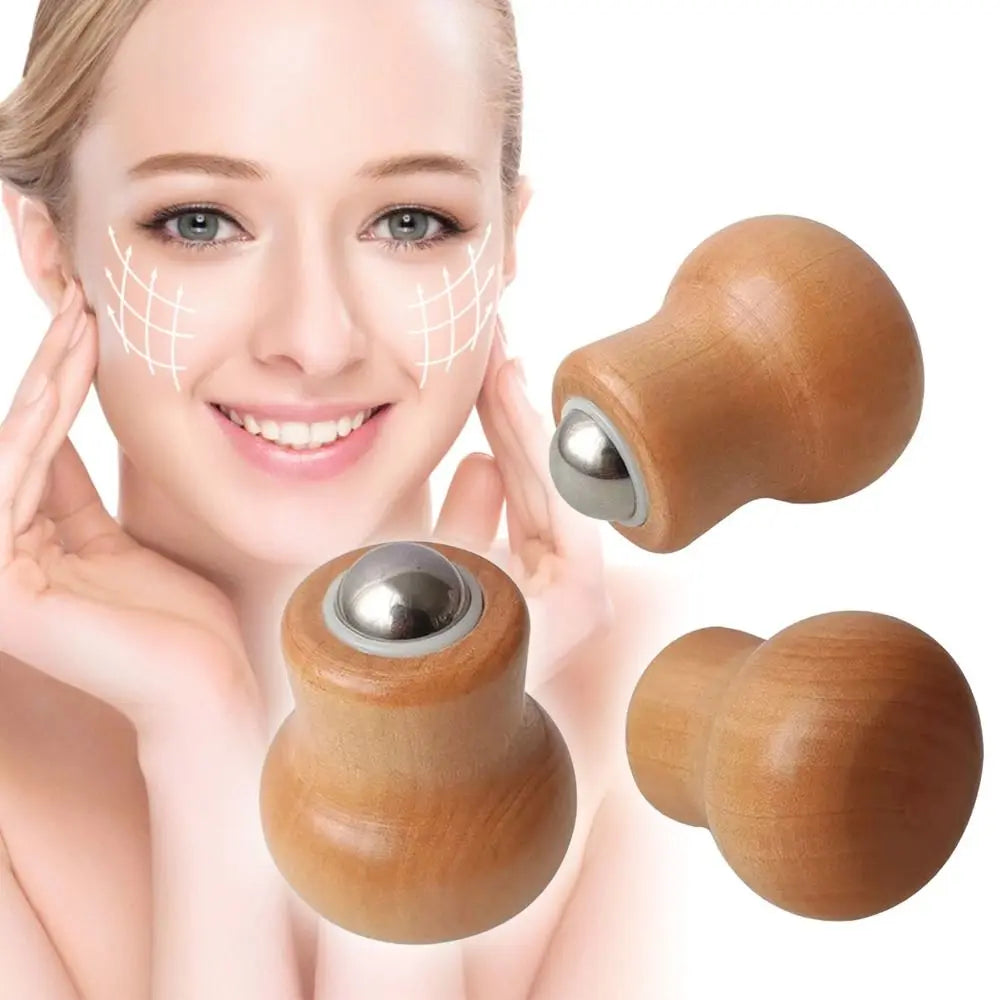 Wooden Handheld Facial Roller Acupressure Massage Stick