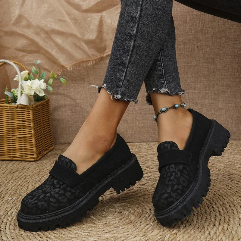 Women's Leopard Platform Loafers – Slip-On Soft Sole Shoes