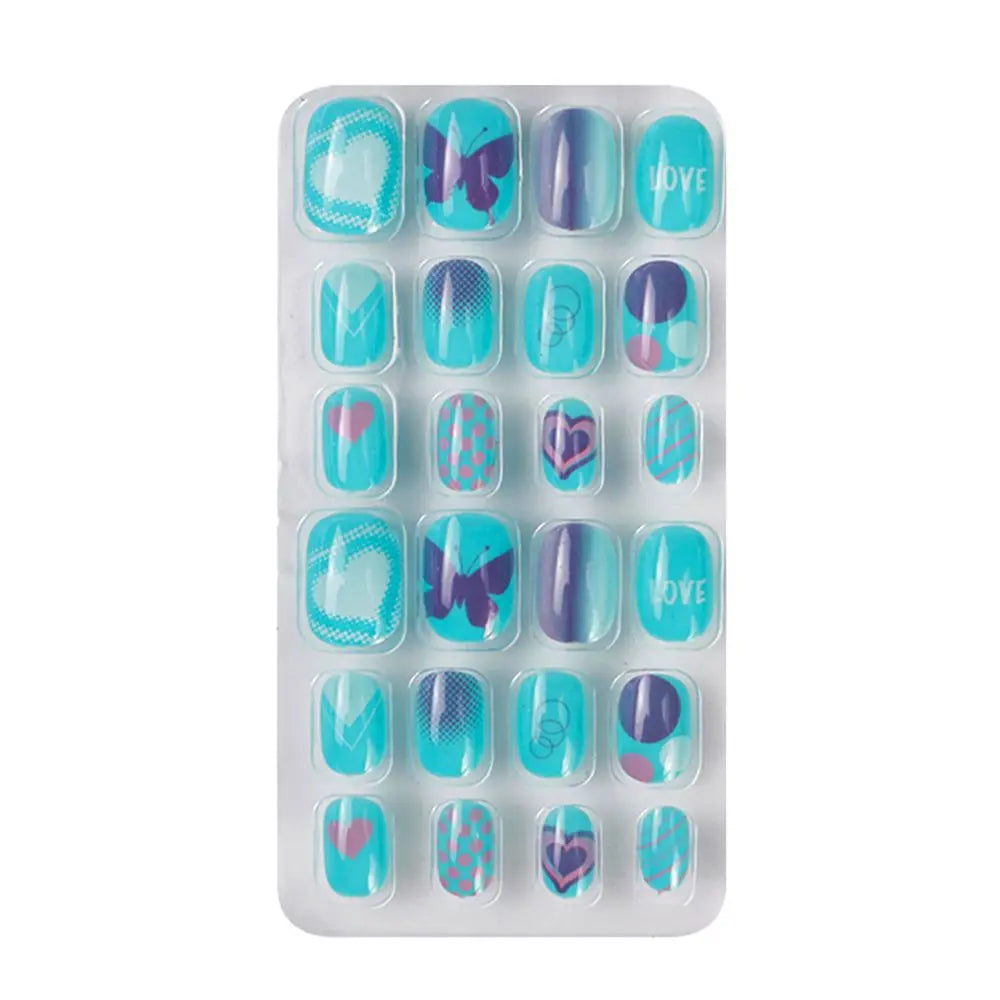 24-Pc Cartoon Y2K Press-On False Nails | Short Square Full Cover