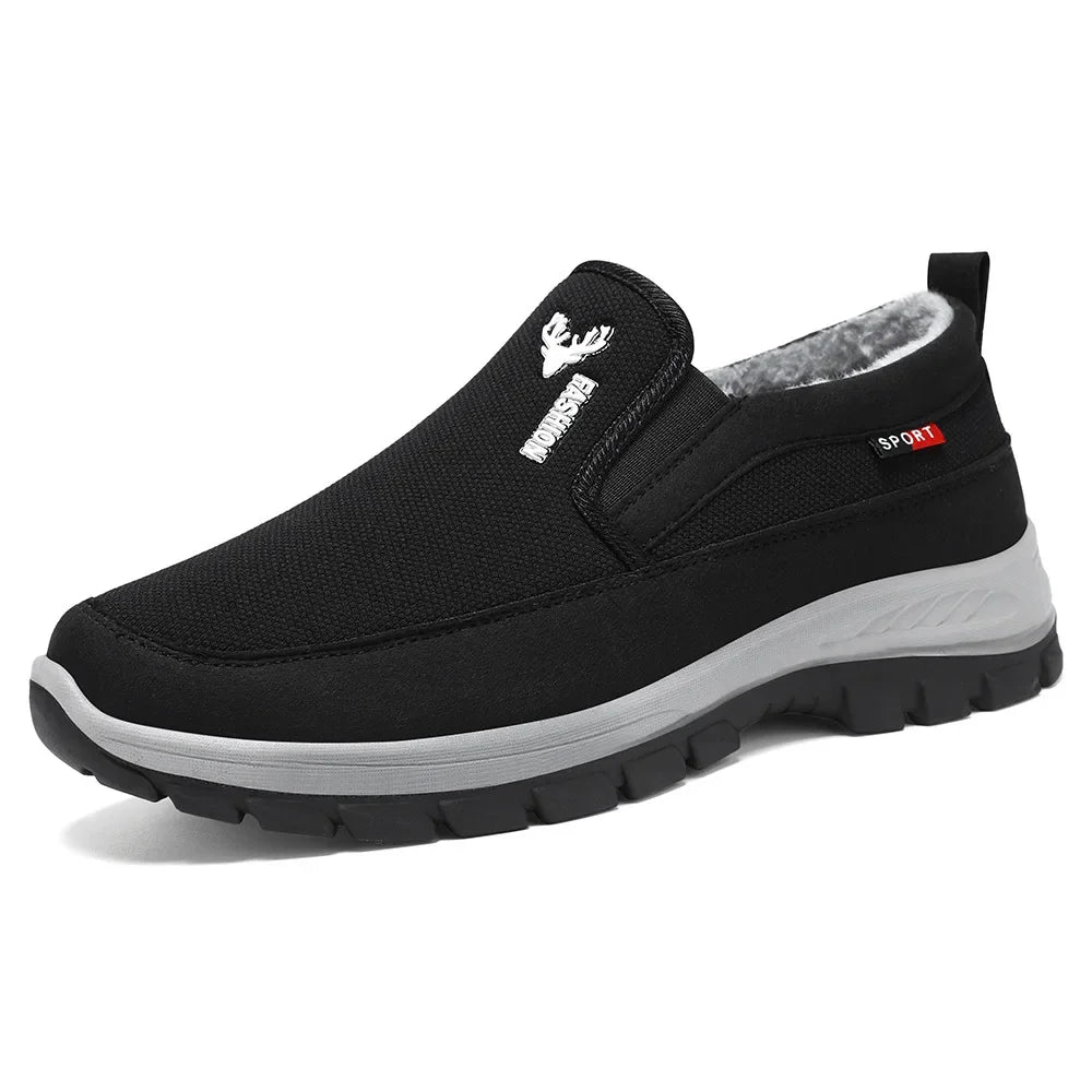 LEDP Men's Slip-On Canvas Loafers – Warm Plush Lining Sneakers