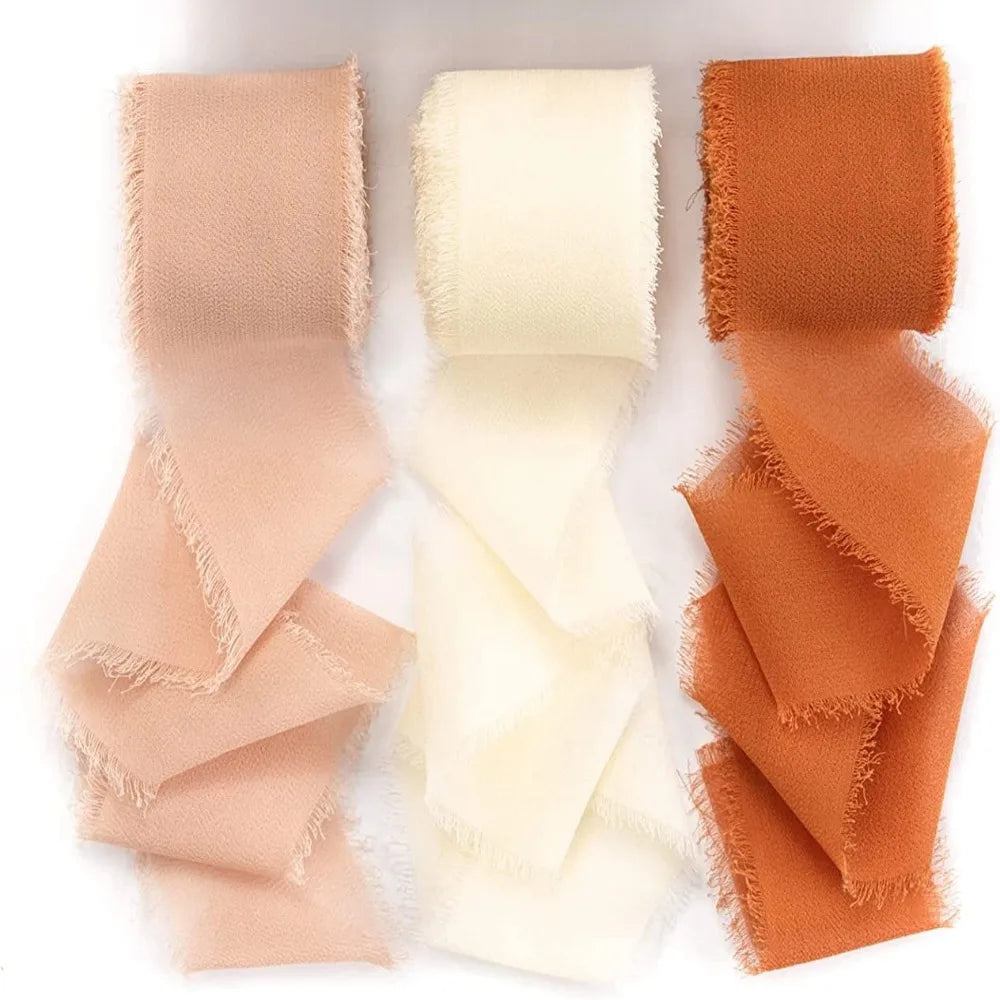 3-Roll Fringe Chiffon Ribbon – 5m DIY Wedding & Craft Décor