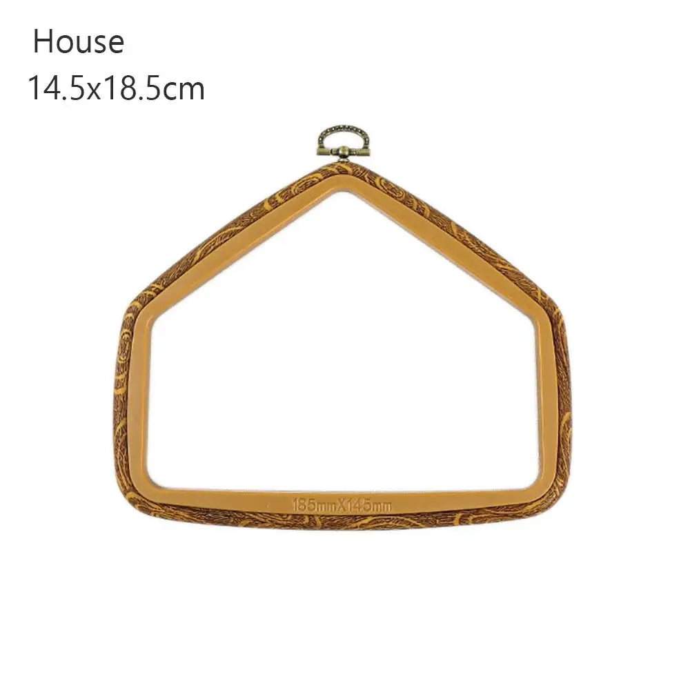 Wood Grain Plastic Embroidery Hoop – Multi-Shape DIY Frame