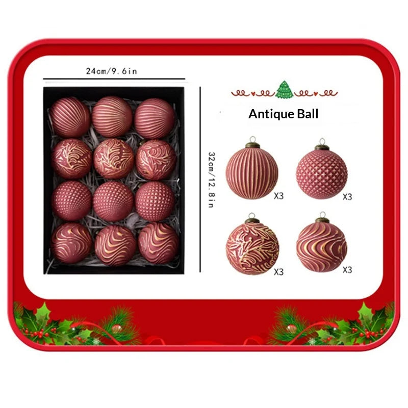 Shatterproof Christmas Ball Ornaments – 12 Pack 8cm Vintage Set