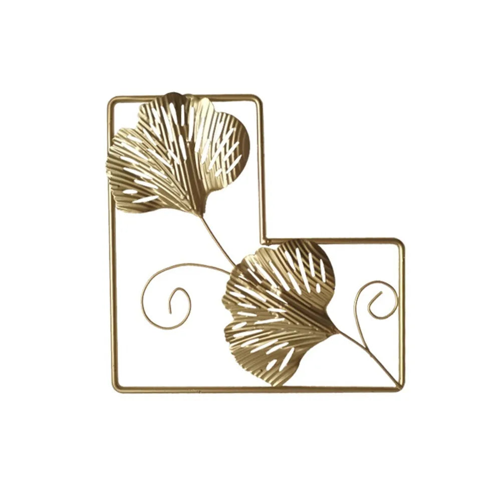 Gold Ginkgo Leaf Metal Wall Art – 7.9" Wrought Iron Decor