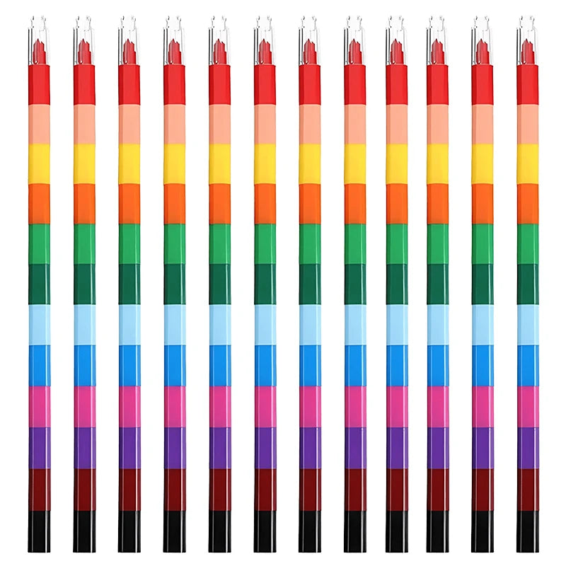 12-Color Stackable Building Block Crayons – Kids Art Gift Set