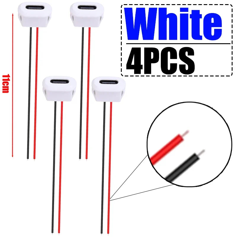 USB-C Waterproof Pigtail Cable – Female Chassis 2-Pin Solder