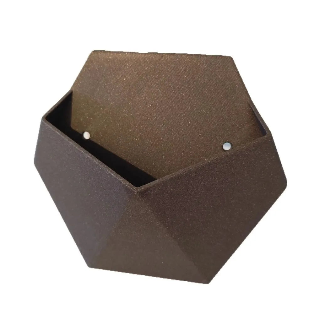 Hexagonal Wall-Mounted Planter – Geometric Matte Black Pot