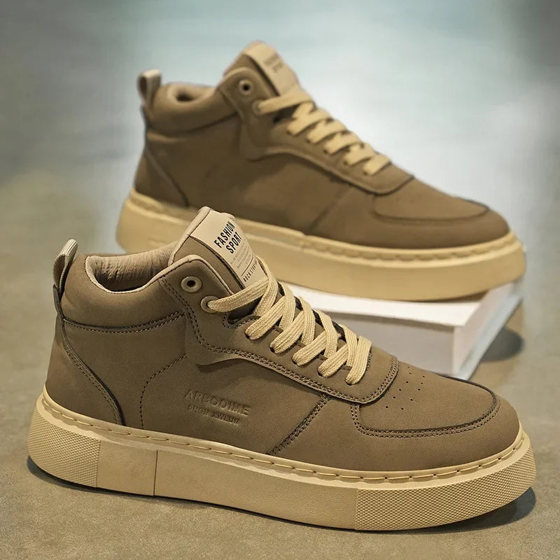 LEDP Men's Platform Sneakers – Lace-Up Non-Slip Casual Ankle Boots