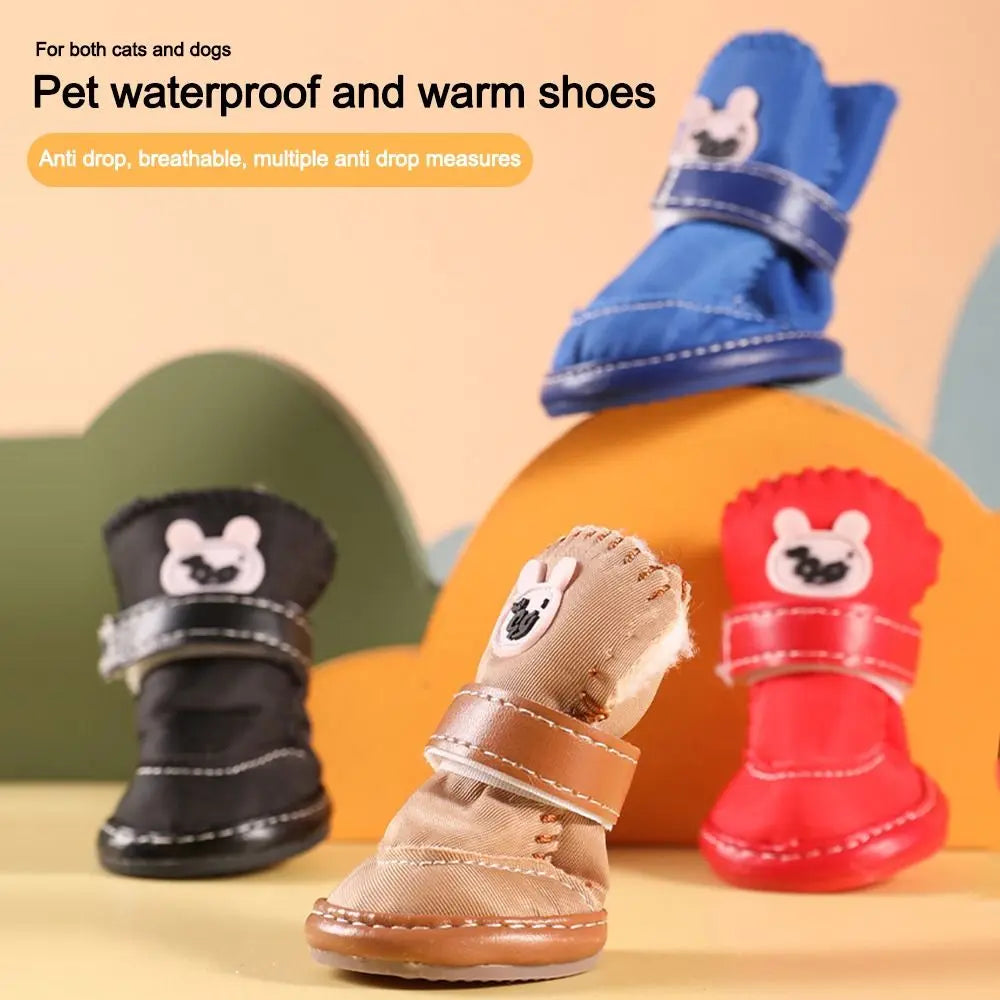 Non-Slip Waterproof Dog Snow Boots – Warm Pet Shoes 4-Pack