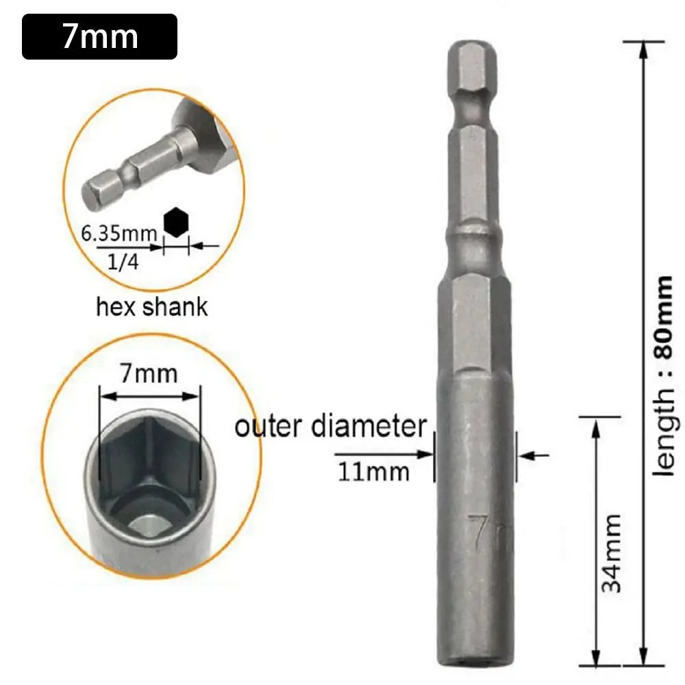 Magnetic Hex Nut Driver Drill Bit Adapter 1/4" – 5.5–19mm
