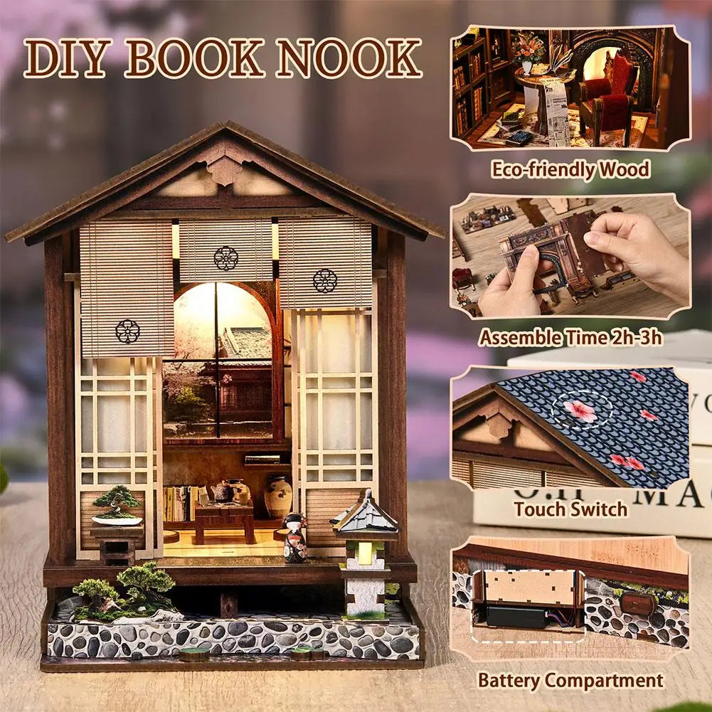 DIY Moss Lantern Book Nook Kit – Japanese Miniature Shelf Insert