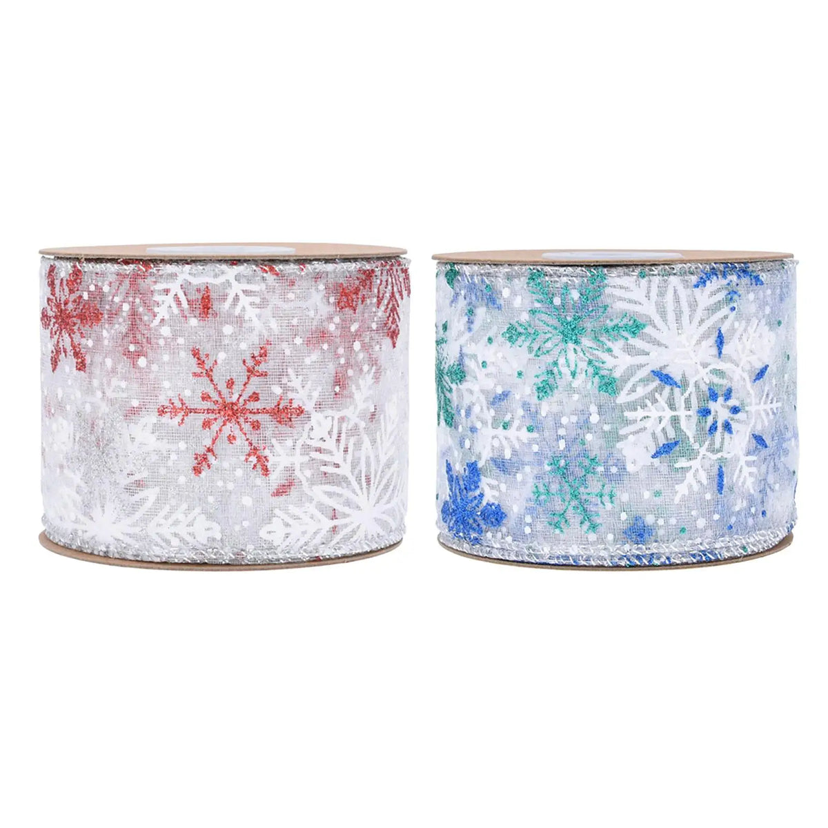 Christmas Wired Edge Ribbon 10 Yards – Festive Wreath & Bow